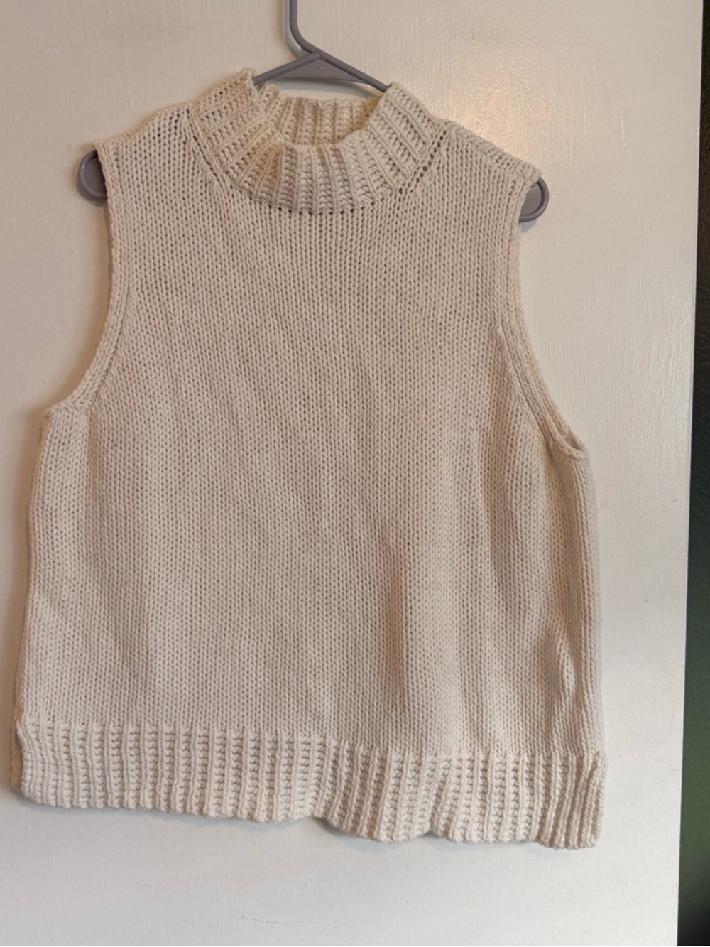 J. Jill ivory cream cotton knit mock neck sleeveless sweater tank top size xl